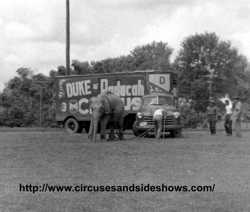 Duke of Paducah Circus, sideshow truck 1960