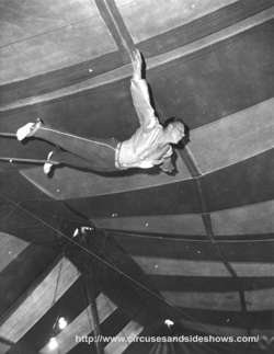 John Friday on the single trapeze. Duke of Paducah Circus 1960