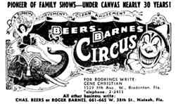 Beers and Barnes Circus ad