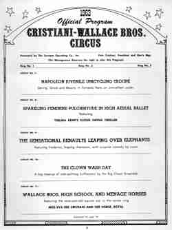 Cristiani Wallace Circus Program 2
